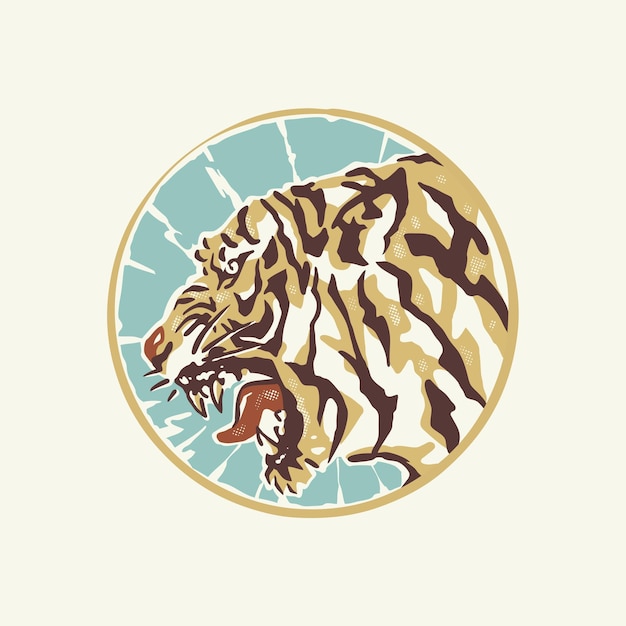 The japanese style vintage tiger illustration