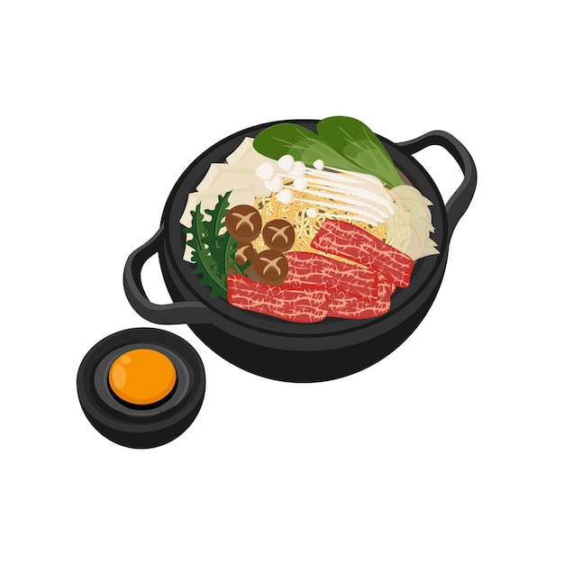 Japanese Sukiyaki Vector Illustration Logo