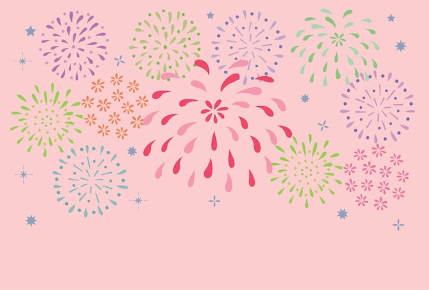 Vector japanese summer greeting card of the fireworks display.