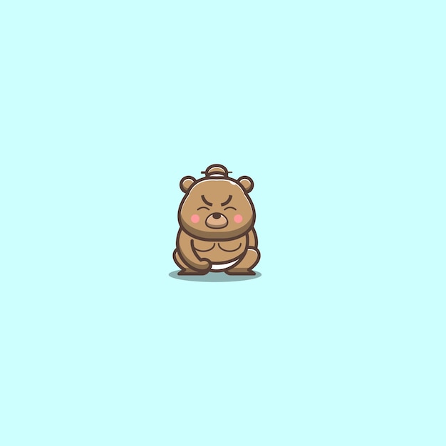 Japanese sumo bear vector illustration