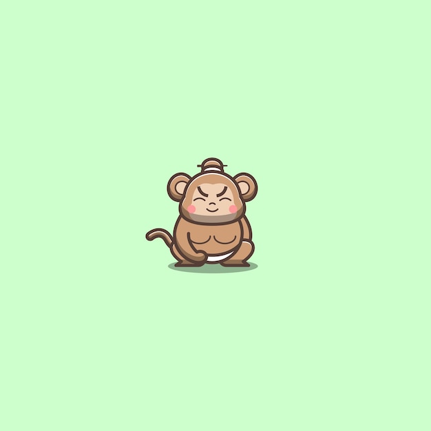 Japanese sumo monkey vector illustration