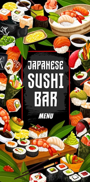 Japanese sushi bar and cuisine vector