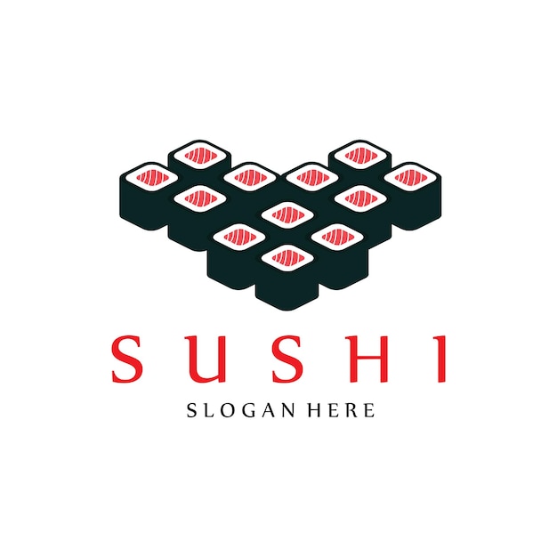 Japanese sushi food logo vector with a variety of seafood meat background design suitable for stickers screen printing banners flayers companies