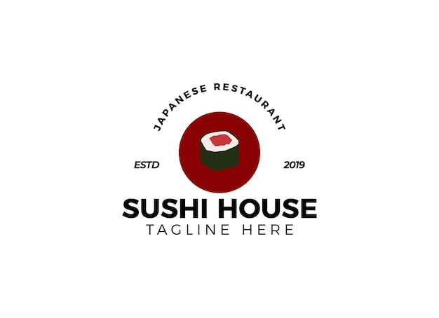 Japanese Sushi Restaurant Logo Design Template.