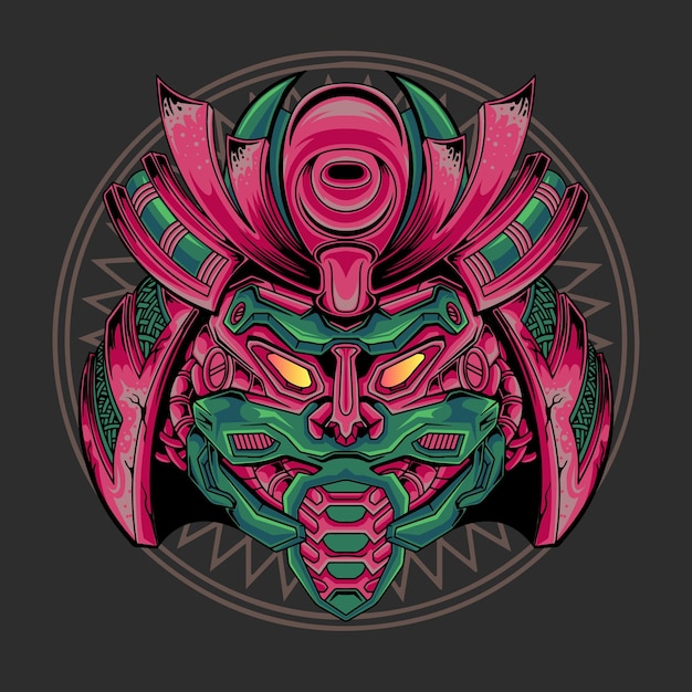 Japanese sword demon demon armor mask vector design