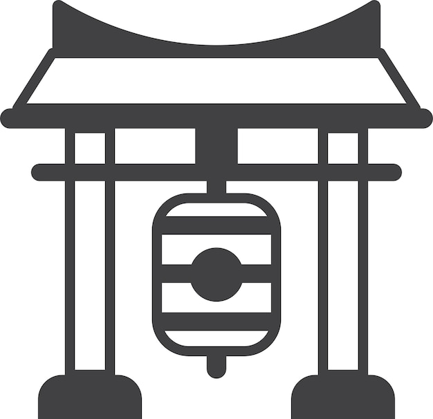 Japanese temple arch illustration in minimal style