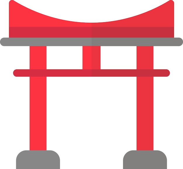 Japanese temple arch illustration in minimal style