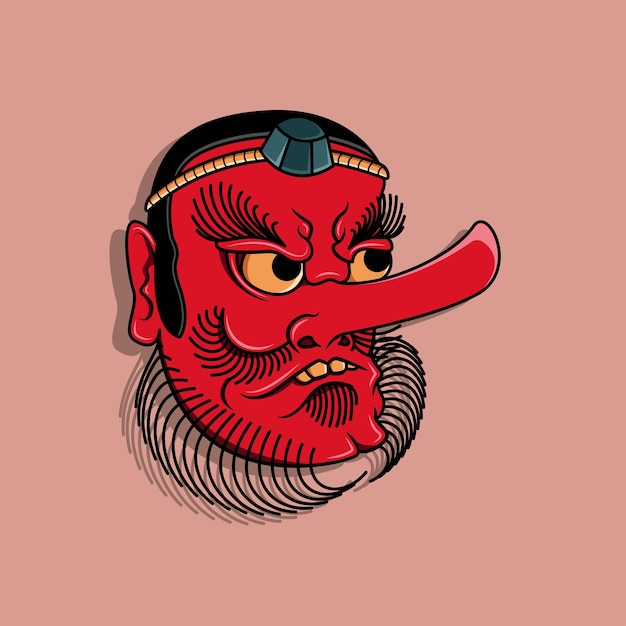 Japanese tengu mask vector illustration