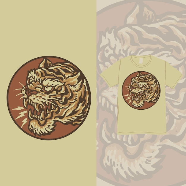 The japanese tiger vintage tattoo style illustration