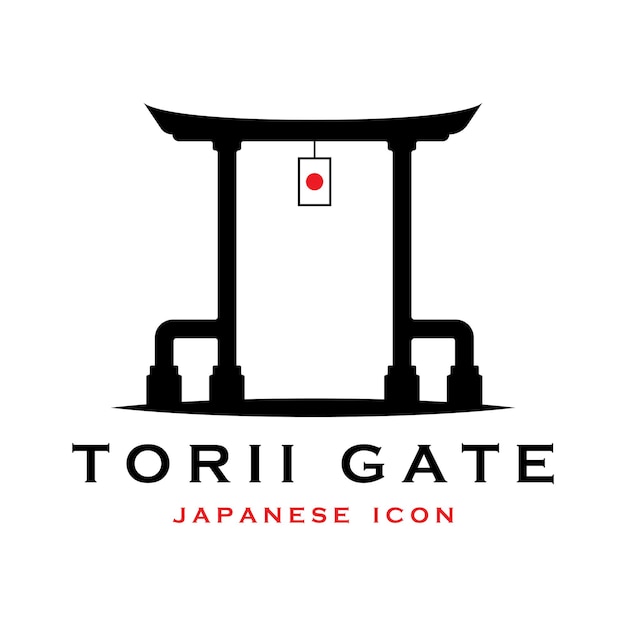 Japanese torii gate vector and illustration with slogan template