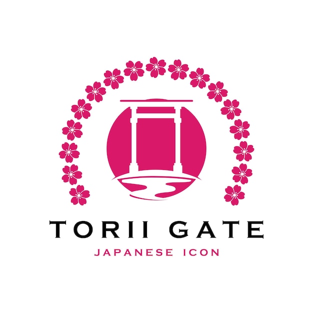 Japanese torii gate vector and illustration with slogan template