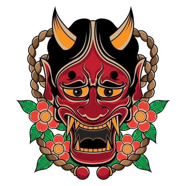 Japanese traditional hannya mask tattoo