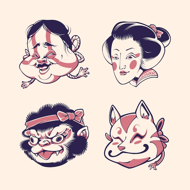 Japanese Traditional mask vector art