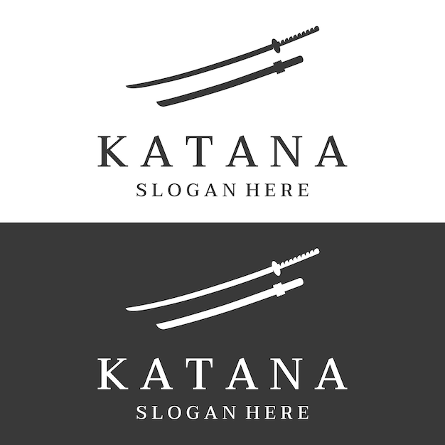 Japanese vintage katana samurai sword logo templatejapanese heritage sword vector illustration