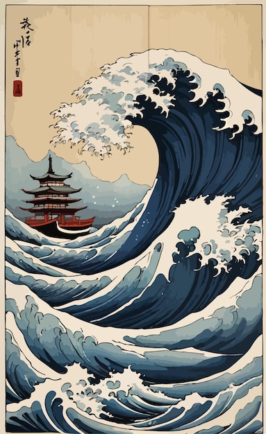 Japanese wave painting