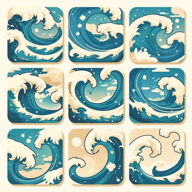 Japanese wave patterns with powerful curves