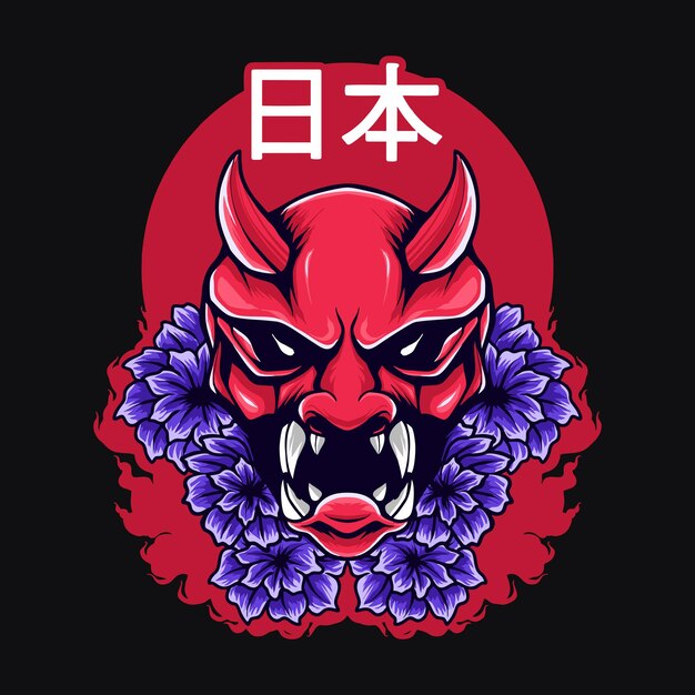 Japase Oni Mask Vector Ilustration