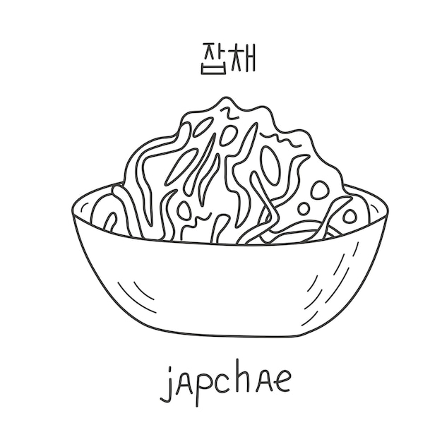 Japchae Korean cuisine dish doodle