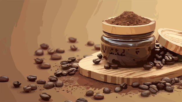 Vector a jar of coffee with a pile of coffee beans on it