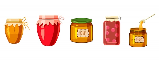 Jar elements set. Cartoon set of jar