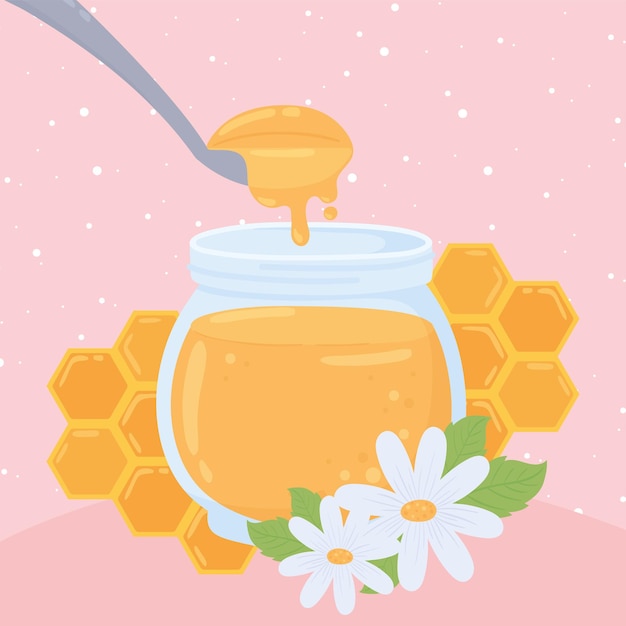 Jar honey and flowers