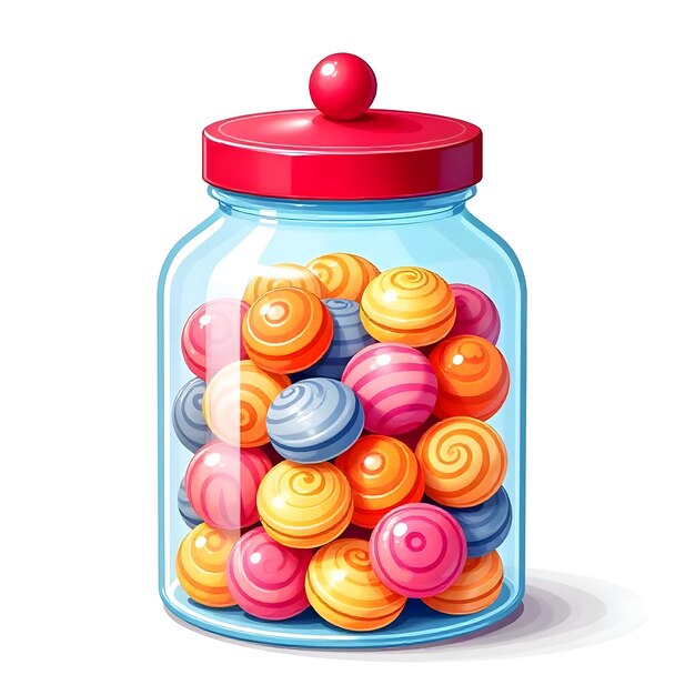 Vector a jar is filled with colorful sweet candies illustration