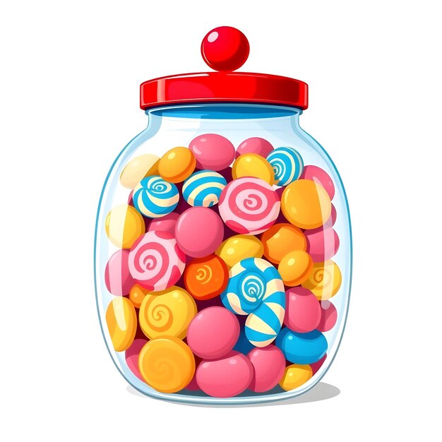 Vector a jar is filled with colorful sweet candies illustration