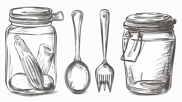 Vector jar kitchen utensil vector illustration