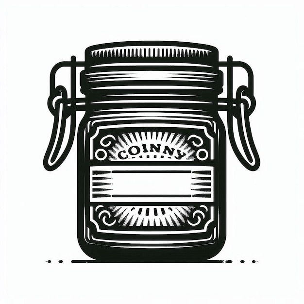 Jar labeler Silhouette line art vector illustration on white background