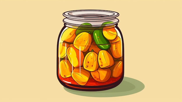 Vector a jar of pickles with cucumbers on a yellow background