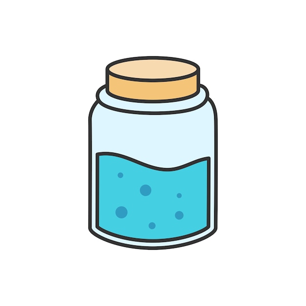 Jar with blue liquid Isolated on white background Vector illustration