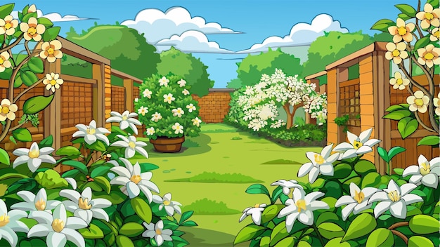 Jasmine Flowers garden vector 6