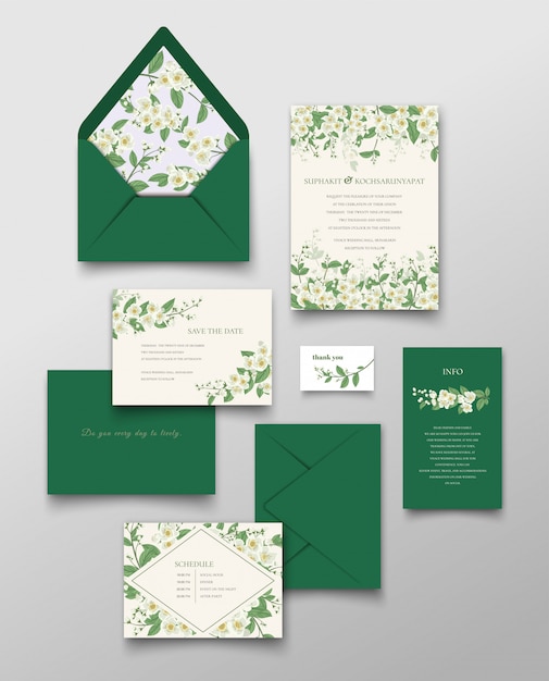 Jasmine invitation card and letter collection.