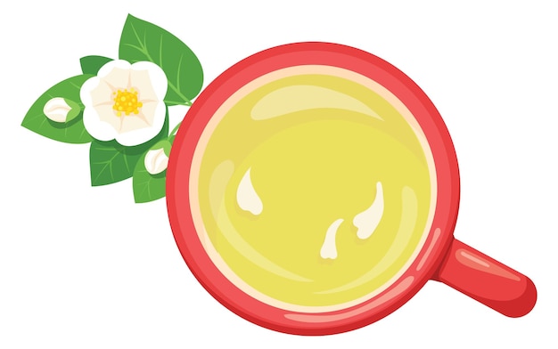 Jasmine tea cup cartoon top view icon