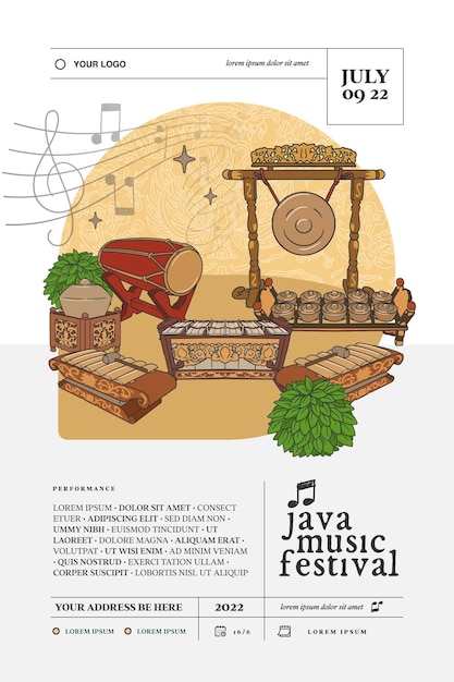 Javanese music festival poster template