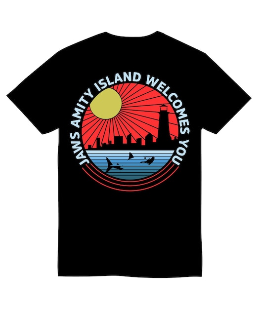 Jaws amity island welcomes you t shirt design