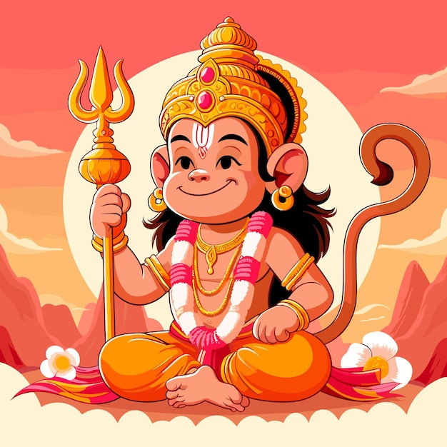 Jay Shri RamHappy Hanuman Jayanti celebrates the birth of Lord Sri Hanuman vector illustration