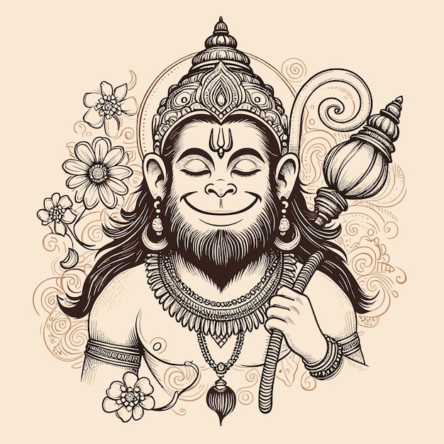 Jay Shri RamHappy Hanuman Jayanti celebrates the birth of Lord Sri Hanuman vector illustration