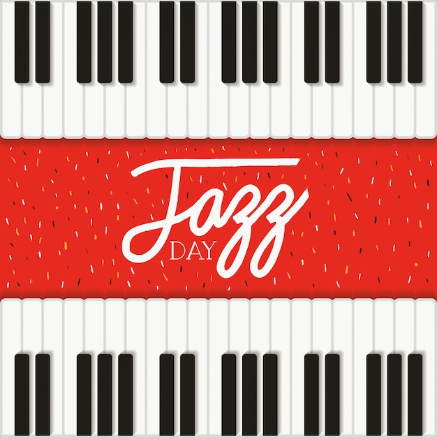 Jazz day poster with piano keyboard