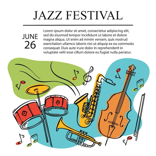 JAZZ FESTIVAL Musical Banner Invite Colorful Concert Poster