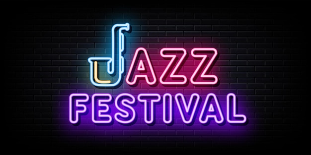 Jazz festival neon signs vector design template neon sign