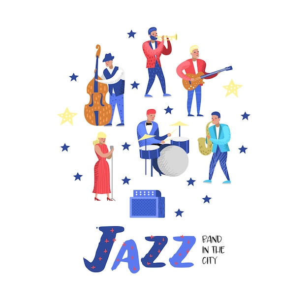 Jazz Music Characters Set