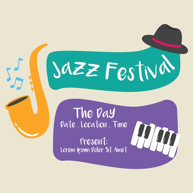 Jazz music festival poster and banner design template