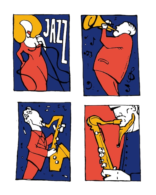 Vector jazz music festival poster set