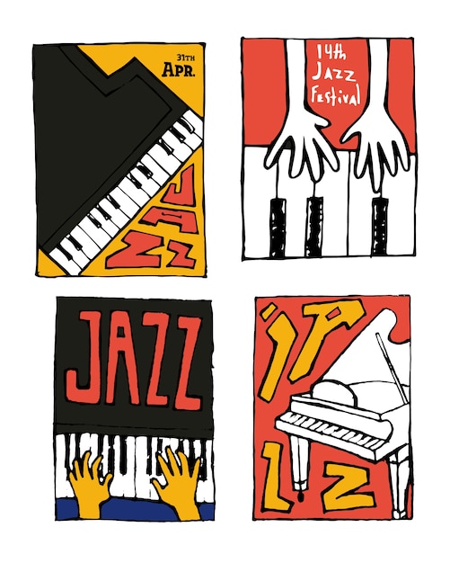 Vector jazz music festival poster set