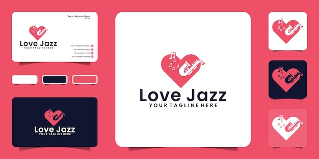 Jazz music love logo design inspiration and business card