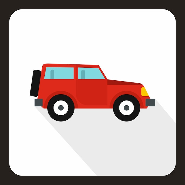 Jeep icon in flat style with long shadow Transport symbol vector illustration