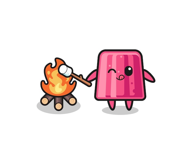 Jelly character is burning marshmallow