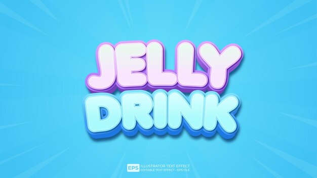 Vector jelly drink 3d editable text effect font