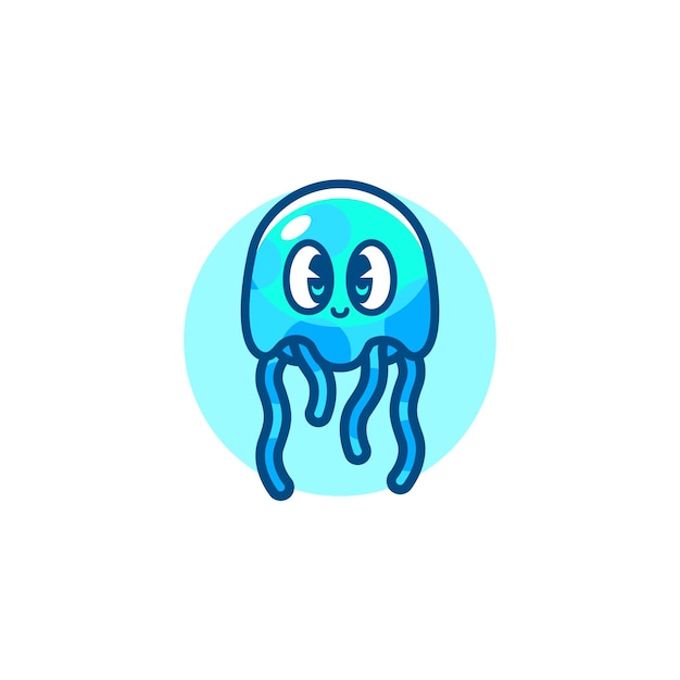 Jelly Fish logo design template with cute details